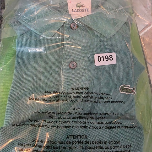 Lacoste Men's Pique Polo Shirt Size 5 L Teal Green Crocodile Logo 100% Cotton - Picture 8 of 8